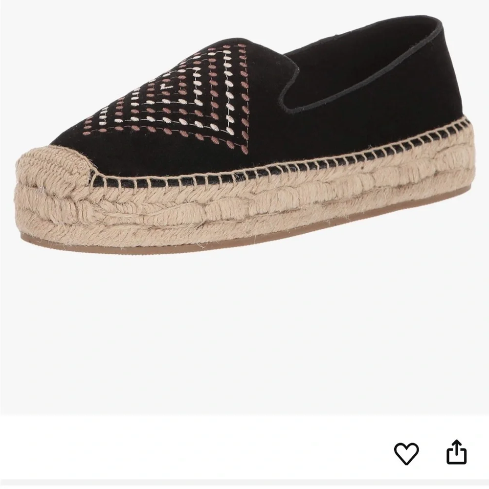 Jack Rogers Black Suede Embroidered Espadrilles Sz 7.5 Summer Classic